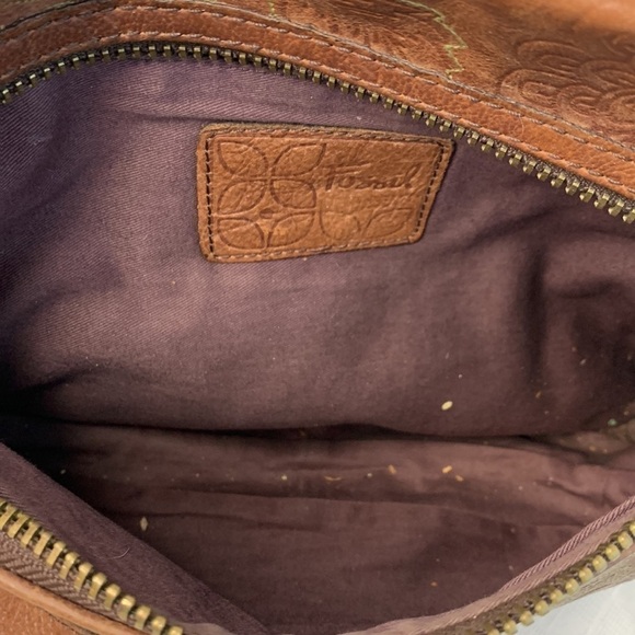 FOSSIL SASHA In British tanTOOLED FLORAL LEATHER BAG/CROSSBODY ZB2989 - Picture 7 of 9